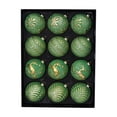 thumbnail image 2 of 12 Pack Vintage Christmas Ornaments, 8Cm Embossed Gold Shatterproof Baubles, Antique Style Hanging Tree Decor Balls for Xmas Holiday Display, Green, 2 of 6