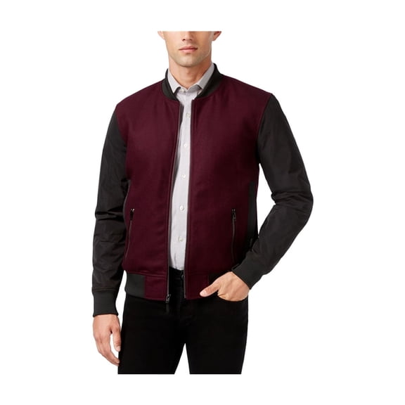 William Rast Mens Lorenzo Bomber Jacket, Purple, Large