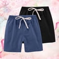 thumbnail image 3 of YunPes 2 Pack Boys Girls Cotton Linen Shorts Comfy Lightweight Casual Sport Shorts Kids Soccer Running Athletic Elastic Waist Pants, 3 of 3