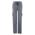 thumbnail image 4 of Polyester Full-Length Yoga Cargo Pants for Women Gray Leisure Weekend Elastic Waist Casual Joggers Pockets Wide Leg L, 4 of 9