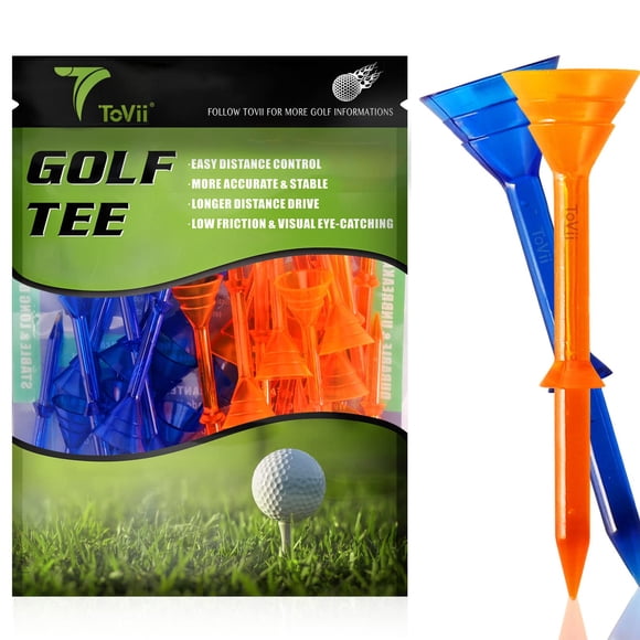 Golf Tees ToVII, vaso grande de plástico de 3-1/4 pulgadas, paquete de 40 unidades (naranja/azul)