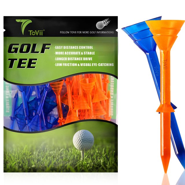 Golf Tees ToVII, vaso grande de plástico de 3-1/4 pulgadas, paquete de 40 unidades (naranja/azul)