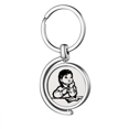 thumbnail image 1 of Girl Pen Table Black Sketch Patriotism Rotating Keychain Metal Keyring Holder, 1 of 2