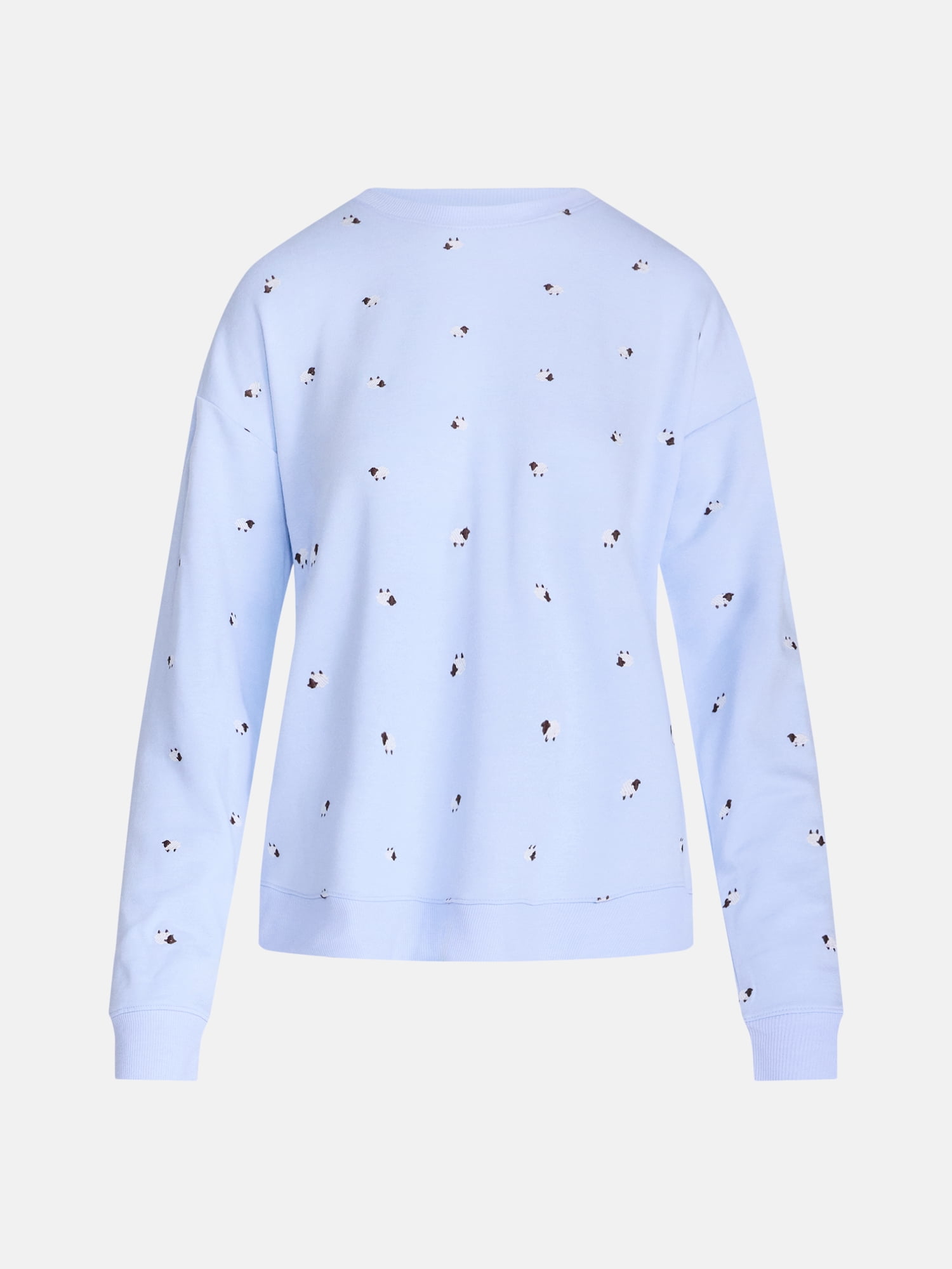 Joyspun Women's Fleece Lounge Sleep Top with Long Sleeves, Sizes XS-3X