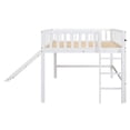 thumbnail image 2 of MAYEERTY Full Size Low Loft Bed with Ladder and Slide,White, 2 of 16