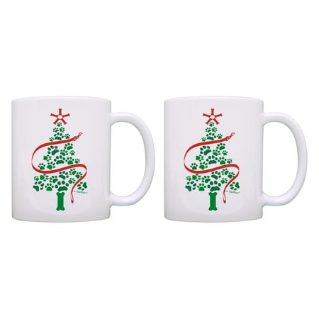 

ThisWear Holiday Mug Dog Lover Christmas Tree 11 ounce 2 Pack Coffee Mugs