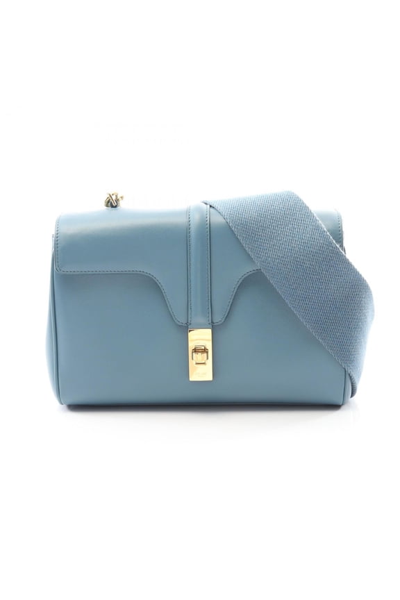 Pre-Owned Celine Teen Soft 16 Shoulder Bag, Leather, Women's, Blue, 196853 (Good)