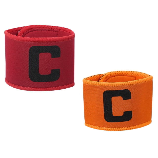 Uxcell Brassards Élastiques Ajustables pour Capitaine de Soccer, Badge de Protection Sportive (2 Pack, Rouge/orange)