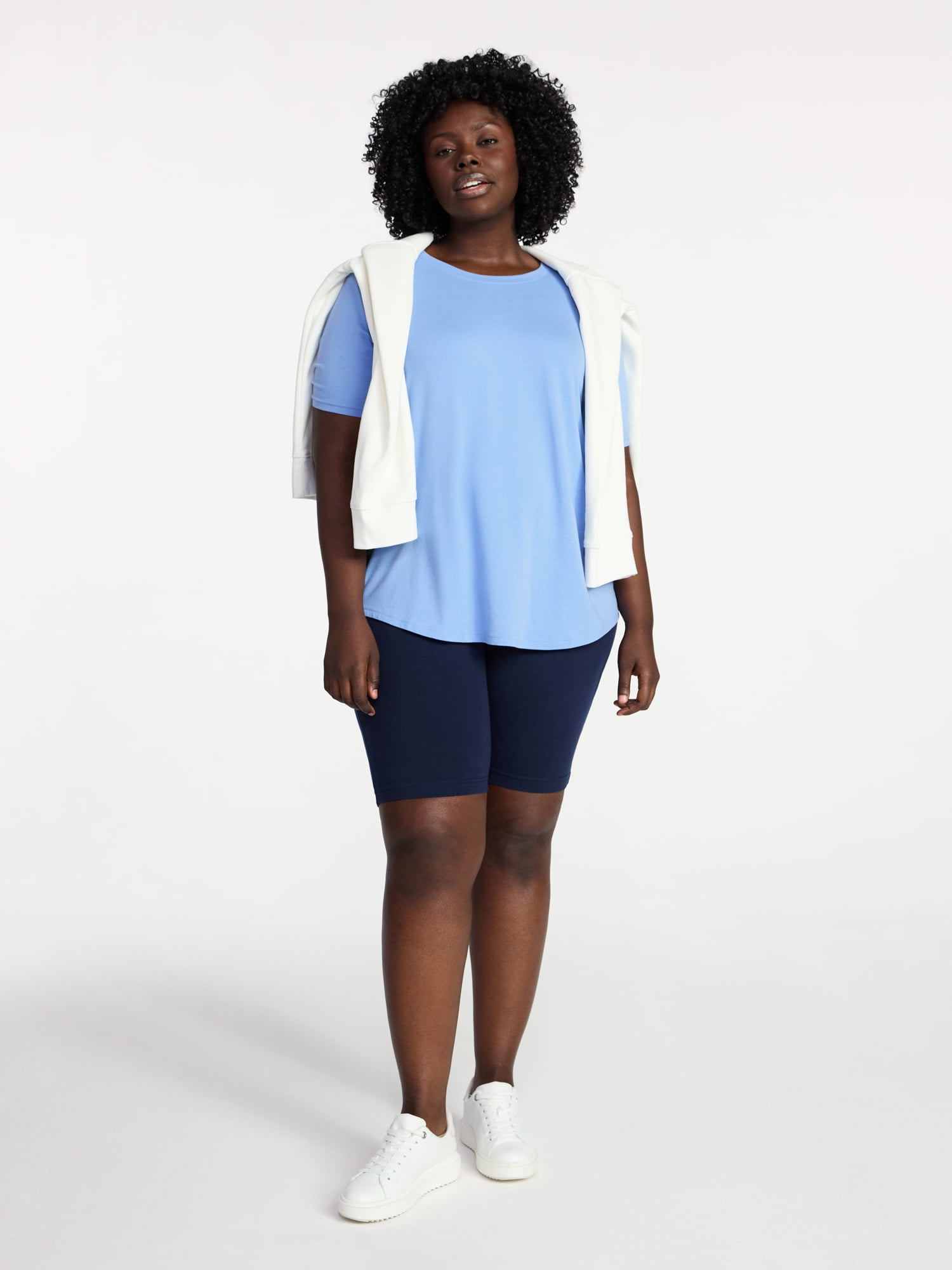 Terra & Sky Women's Plus Size Crewneck Tee with Short Sleeves, Sizes 0X-5X