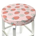 thumbnail image 3 of Honeii Strawberry And Flowers Bar Stool Covers – Perfect Fit for 12" to 14" Round Stools, Crease-Resistant, Stretchy, Washable & Dustproof Seat Slipcovers-14 inch, 3 of 7