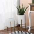 thumbnail image 1 of Luxen Home2-Piece White Round Metal Cachepots and Gold Stand, 1 of 1
