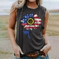 thumbnail image 4 of Graphic Tank Tops, Summer 2024 Sleeveless 4th of July Shirts Women Crew Neck Casual Flag Sunflower Print Tanks (XL, Dark Gray 03), 4 of 4