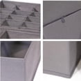 thumbnail image 3 of Organizador de cajones plegable de tela no tejida (3 piezas), 24 compartimentos para calcetines, sujetadores, corbatas y cinturones (gris claro), 3 of 4