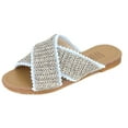 thumbnail image 1 of Women Boho Cross Weave Flat Slippers Breathable Flip Flops for Summer, 1 of 7