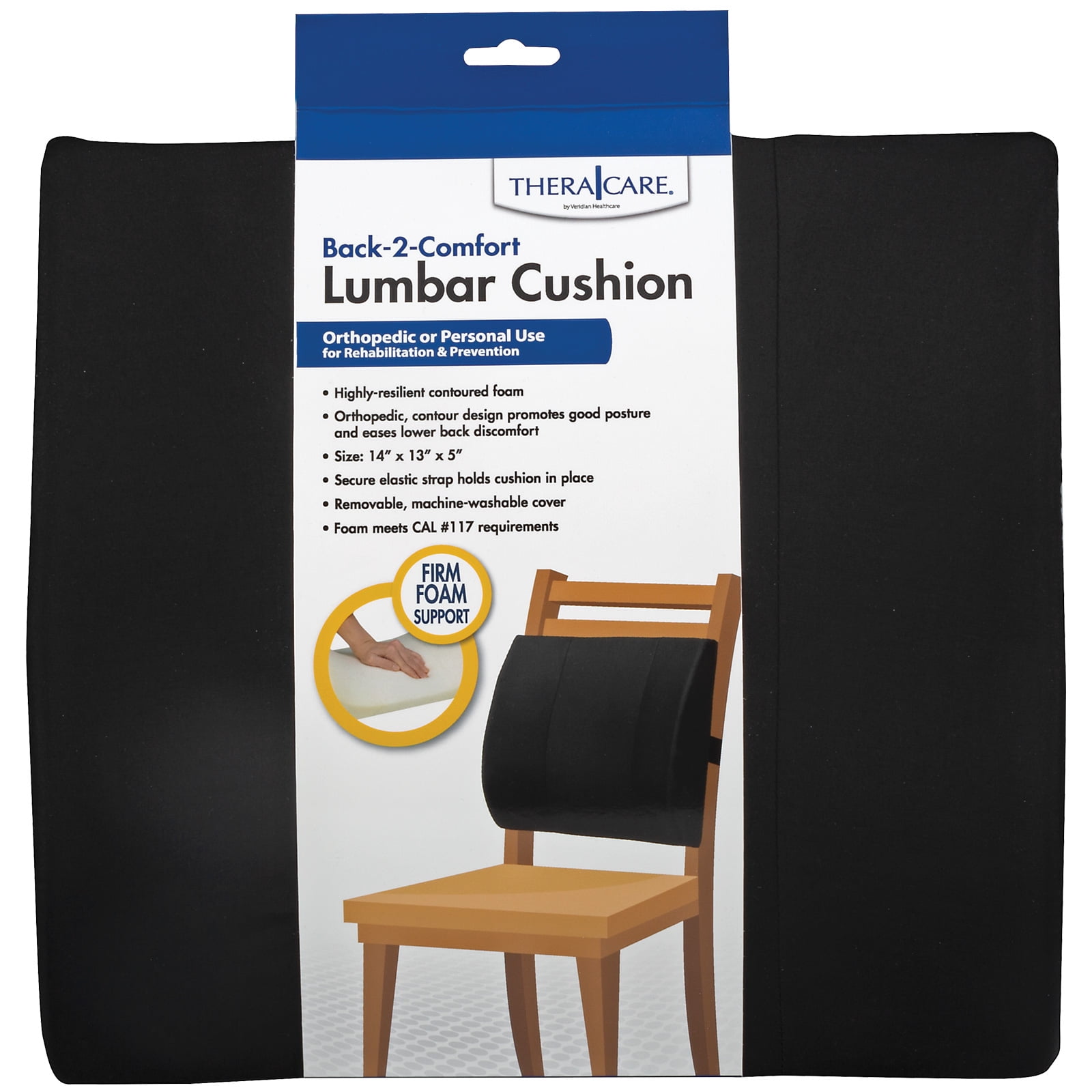 Thera|Care Back-2-Comfort Lumbar Cushion | Puncture Resistant Contoured Foam | Ortho Posture Support