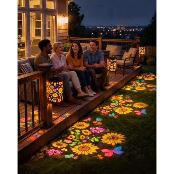 Colorful Sunflower Glow Solar Garden Lantern - Outdoor Waterproof Decorative Hanging Solar Lights, Metal Solar Powered Garden Decor for Patio, Yard, Gifts