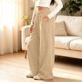 thumbnail image 2 of Sentuca Girls Wide Leg Sweatpants, Baggy Barrel Fleece Track Pants with Pockets Fall Winter Casual Teen Trousers Size 14-15Y Khaki, 2 of 8