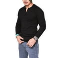 thumbnail image 1 of MAWCLOS Men Summer Tops Solid Color Blouse Plain T Shirts Basic Sport Long Sleeve T-shirt Black L, 1 of 4