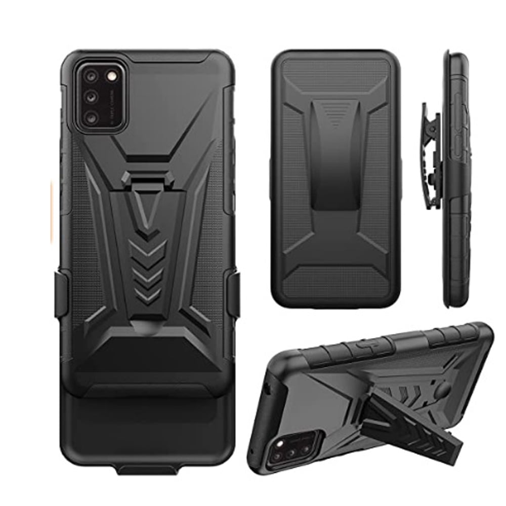 Phone Case for Alcatel TCL A3X (Straight Talk ) Shock Absorbing Build-in Kickstand with Holster Belt Clip (Holster Black)