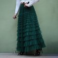 thumbnail image 3 of Gupgi Women Tutu Long Skirts Multilayer Solid Color High Waist Mesh Swing Cake Skirt, 3 of 8