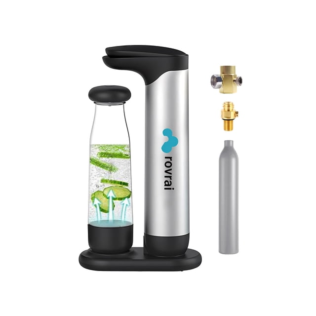 Fabricante de agua con gas, fabricante de agua con gas con tecnología de carbonatación superior, viene con cilindro de CO2 vacío y kits de recarga, compatible con cilindros de CO2 Sodastream y Soda Se