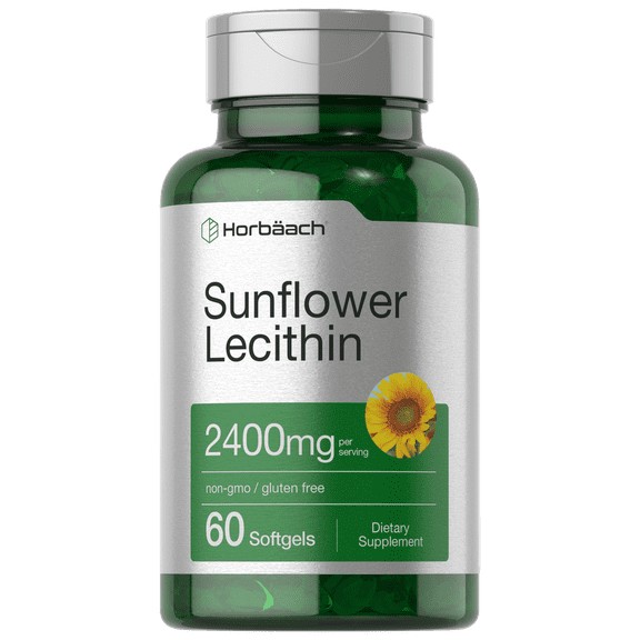 Sunflower Lecithin 2400mg | 60 Softgels | Naturally Occurring Phospholipids | Non-GMO, Gluten Free Supplement | By Horbaach