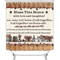 thumbnail image 2 of 4PCS/Set Vintage Brown Western Texas Star Shower Curtain, Primitive Berry Star Red Beige Plaid Rustic Wooden Board Country Bathroom Decor, Non-slip Bath Rugs Toilet Mats, Bless Our Home, 2 of 7