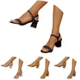 thumbnail image 5 of Dressy Sandals for Women 2025 Fashion Braided Square Open Toe Block High Heel Ankle Strap Dress Sandals, 5 of 8