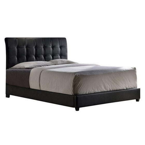 Atlin Designs Faux Leather Upholstered Twin Bed In Black Com