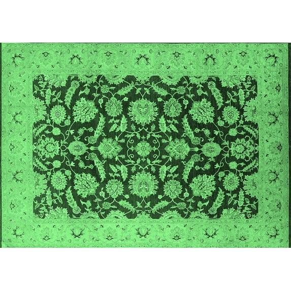 Ahgly Company Indoor Rectangle Oriental Emerald Green Industrial Area Rugs, 4' x 6'
