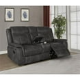 thumbnail image 2 of Pemberly Row Faux Leather Upholstered Tufted Back Motion Loveseat Charcoal, 2 of 6