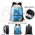 thumbnail image 5 of Uorisanigo Blue Dolphin School Backpack Kids 6-12 Year Old, Large Capacity School Bag for Boys, Casual Daypack Preschool Elementary Kindergarten Schoolbags, 5 of 6