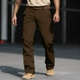thumbnail image 3 of Cargo Pants for Men 2025 Casual Elastic Waist Button Wide Leg Hiking Work Pants with Pockets Mens Trousers, 3 of 4