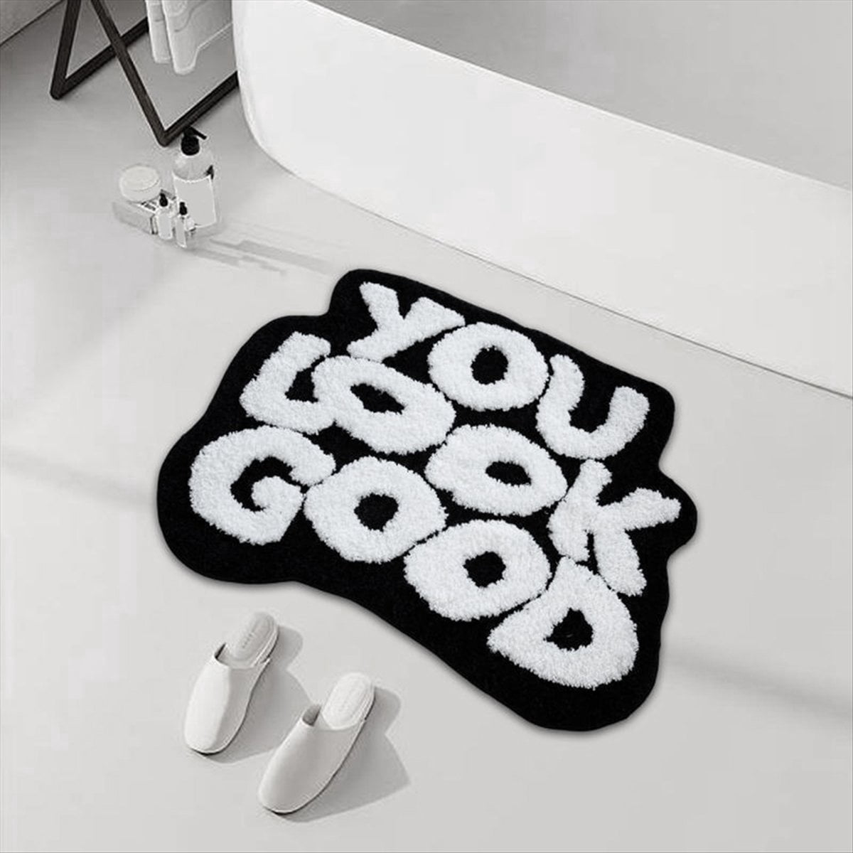 You Look Good Bath Mat Cute Bathroom Rugs Non- Absorbent Shower Rug for Bathroom Decor Kitchen Living Room