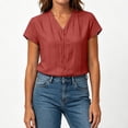 thumbnail image 4 of cocolona Summer Linen Tops for Women V Neck Short Sleeve Button Shirts Dressy Casual Loose Blouses, 4 of 6