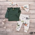 thumbnail image 2 of IROINNID Deals Baby Girl Pants Outfits Long-sleeved Flying Sleeve Top Printed Trousers Suit,Green, 2 of 8
