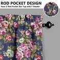 thumbnail image 5 of Pioneer Kitchen Curtains and Valance Set 24 Inch Tier Navy Floral Print Curtains Small Drapes for Cafe Living Room Bathroom Farmhouse 3 Pieces Set Rod Pocket, 5 of 6