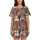 thumbnail image 1 of Balery Bottle Glass Red Wine Conjunto de Pijama para Mujer con Estampado, Dos Piezas de Manga Corta y Shorts, Ropa de Dormir Suave con Cuello Redondo y Bolsillos-Small, 1 of 6