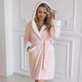 thumbnail image 6 of YanHoo Women's Plush Fleece Robe Soft Warm Bathrobe with Belted Fluffy Cozy Spa Robes Winter Nightgown Bathrobes, 6 of 7