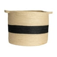 thumbnail image 6 of Household Essentials Round Handwoven Paper Rope Basket with Black Stripe and Handles, Natural, 6 of 6