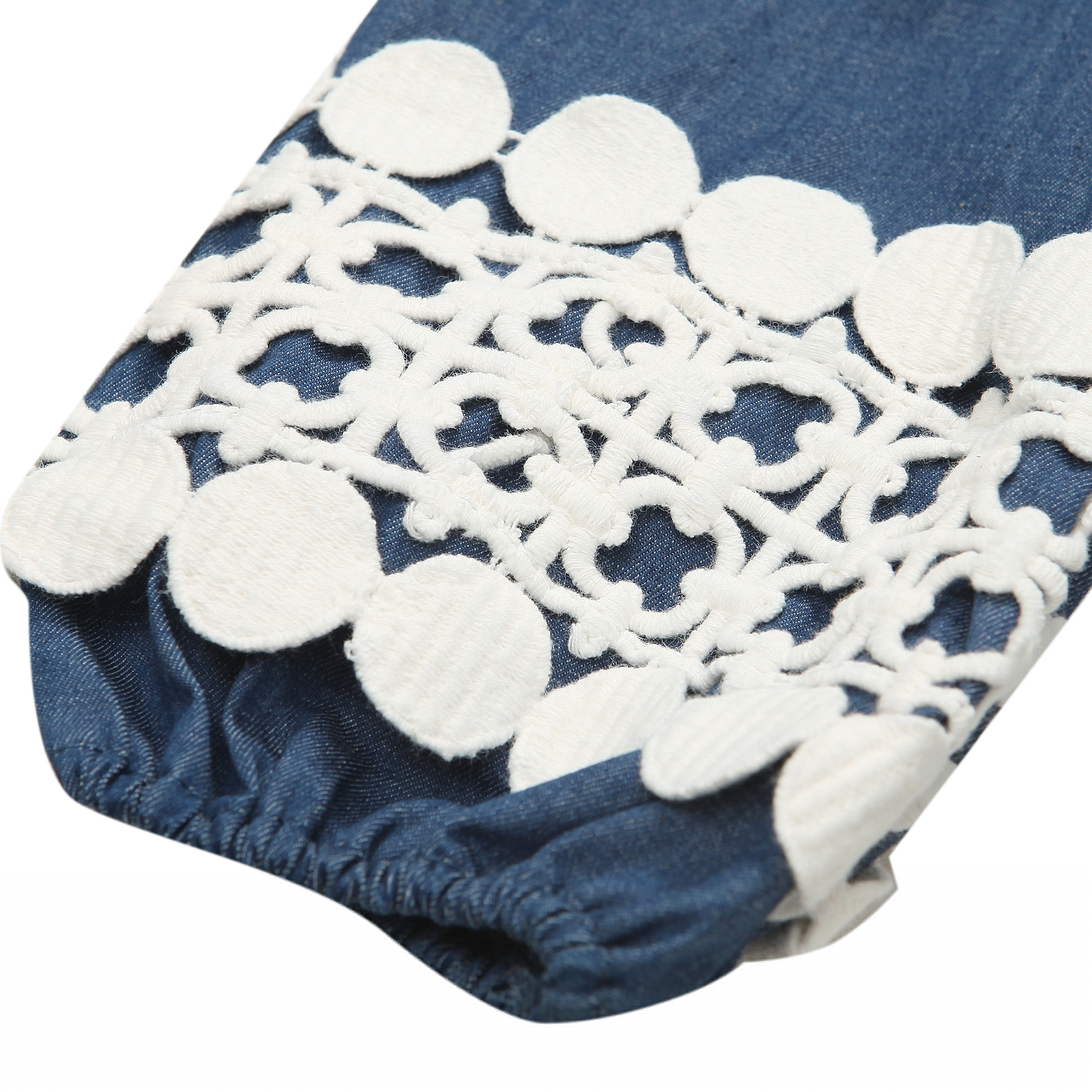 thumbnail image 7 of Richie House Girls' Denim Pullover with Lace Sleeve RH1584, 7 of 7