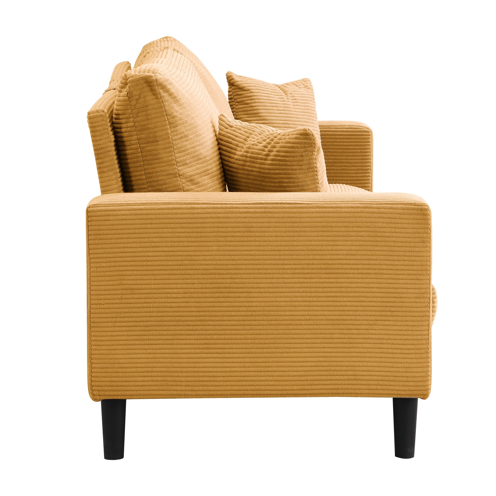 74" Modern Upholstered Sofa Couch,Comfy 3 Seater Sofa with 2 Pillows for Living Room Bedroom Apartment,Orange