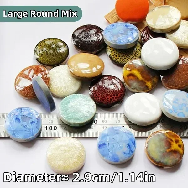 100g/3.5oz Porcelain Mosaic Tiles 5mm/0.2in Thickness Irregular Size Polygon/Ovoid/Round/Square Ceramic Tile DIY Mosaic Tile