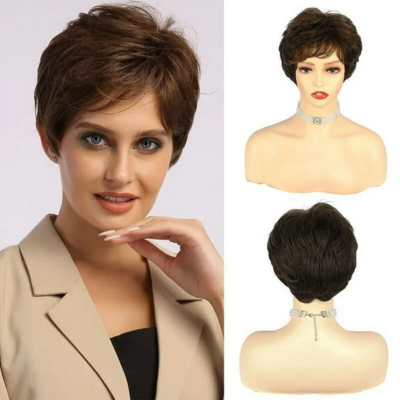 Fashion women's wig Fluffy Bob chemical fiber synthetic mixed color short curl hair daily party use a full head set short wig