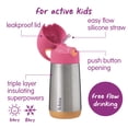 thumbnail image 3 of b.box 12 oz Insulated Kids Water Bottle, Stainless Steel, Leakproof - Strawberry Shake, 3 of 9