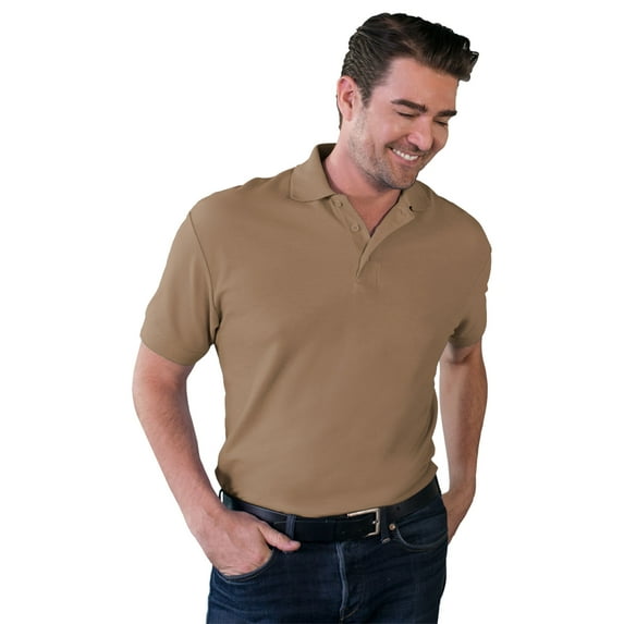 BlueGeneration Mens Value Soft Touch Pique Polo - Tan 5 Extra Large Solid