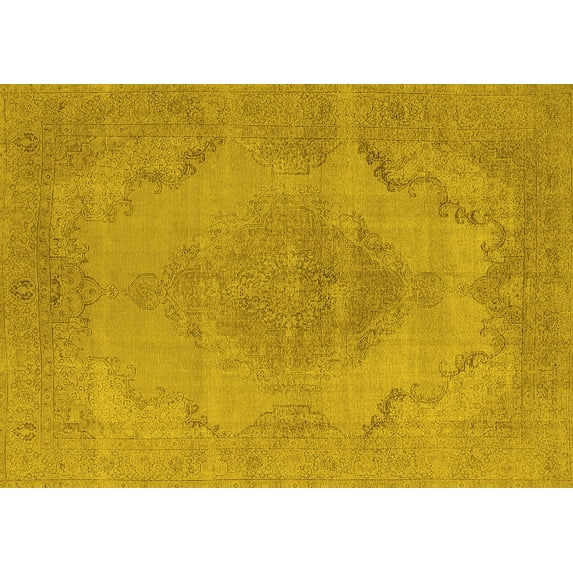 Ahgly Company Indoor Rectangle Oriental Yellow Industrial Area Rugs, 2' x 4'