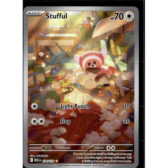 Collectible 2025 Mega Evolution Stufful Holo Secret Rare #154/132 English Pokemon Trading Card