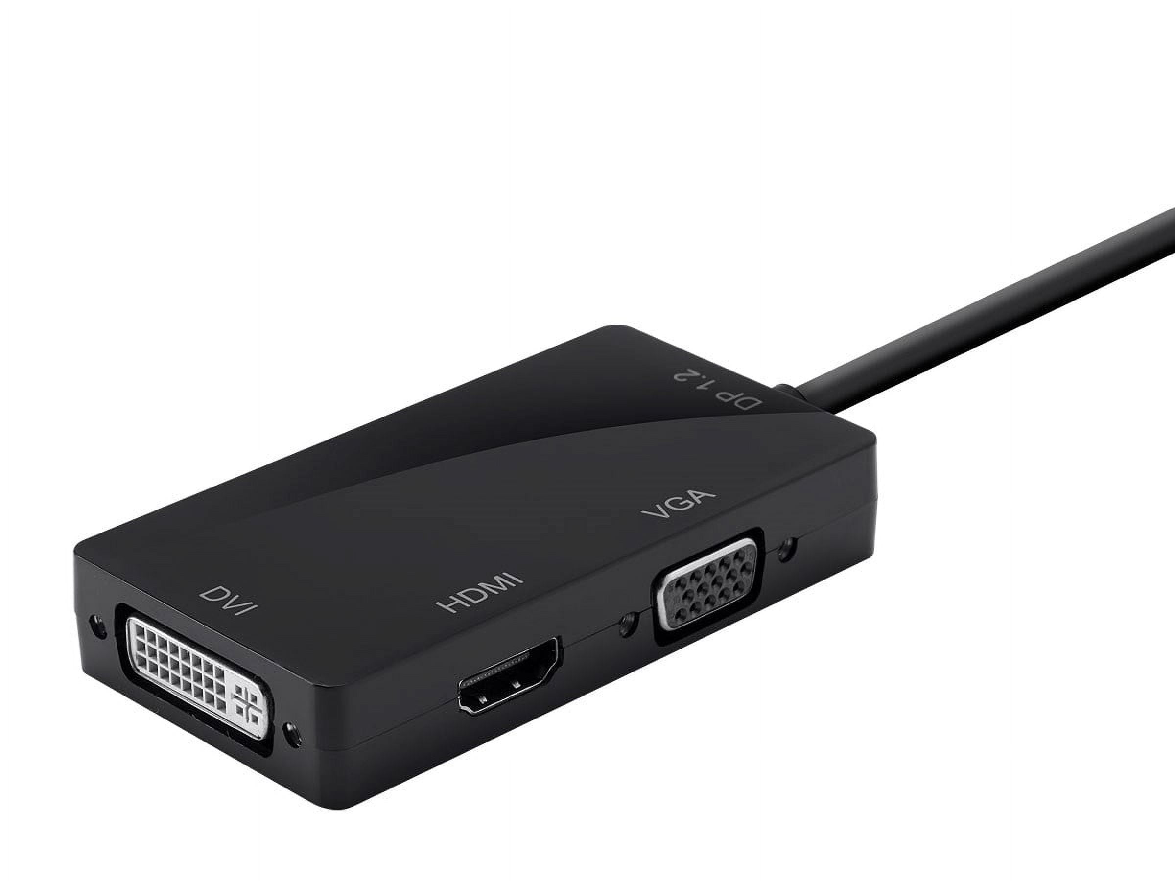Monoprice DisplayPort 1.2a to 4K HDMI, Dual Link DVI, and VGA Passive Adapter, Black (112802)