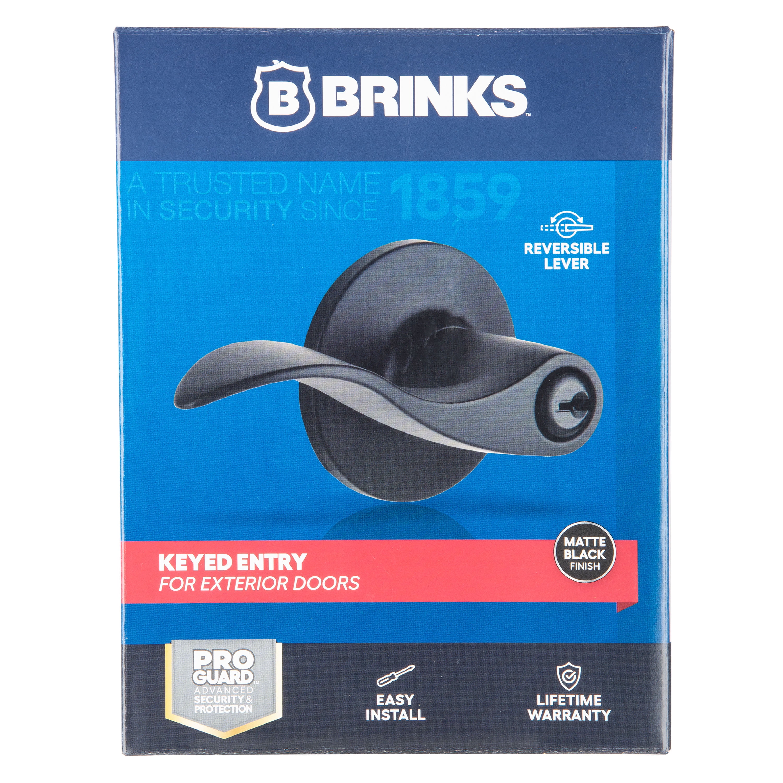 Brinks Keyed Entry Modern Wave Style Lever Doorknob with Pro-Guard